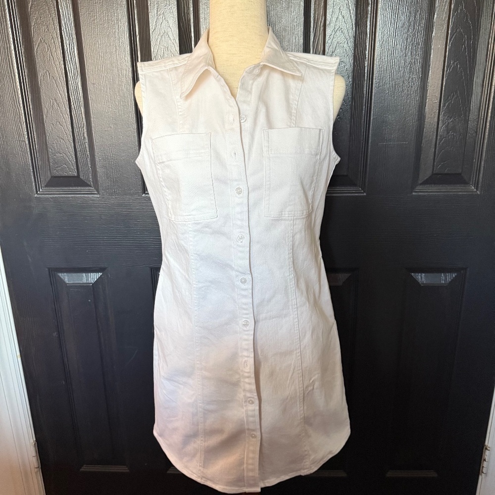 Banana Republic Denim Button down White Sleeveless Dress